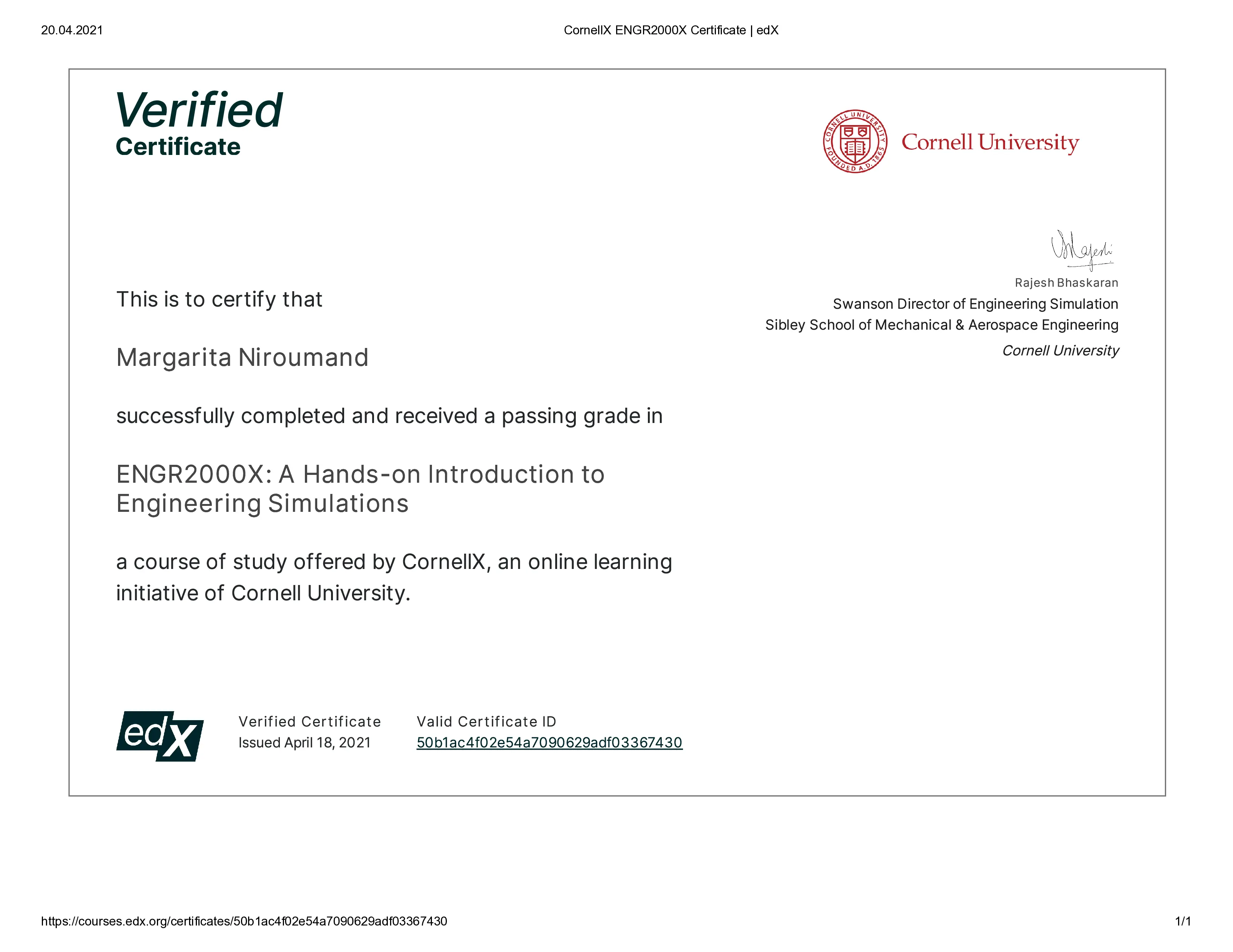 Certificate document